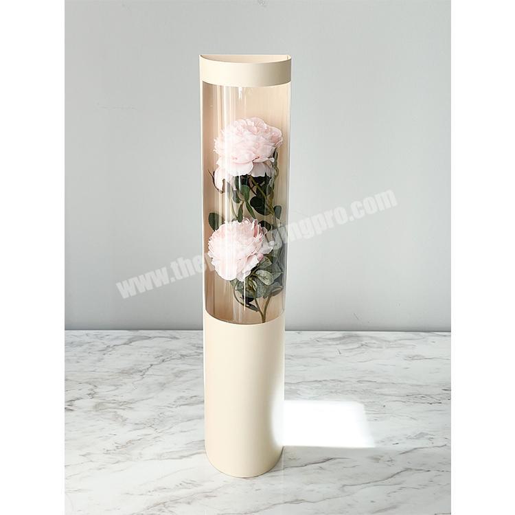 OEM Custom PVC Rose Flower Bouquet Boxes Florist Supplies Clear Paper Packaging Box For Flower