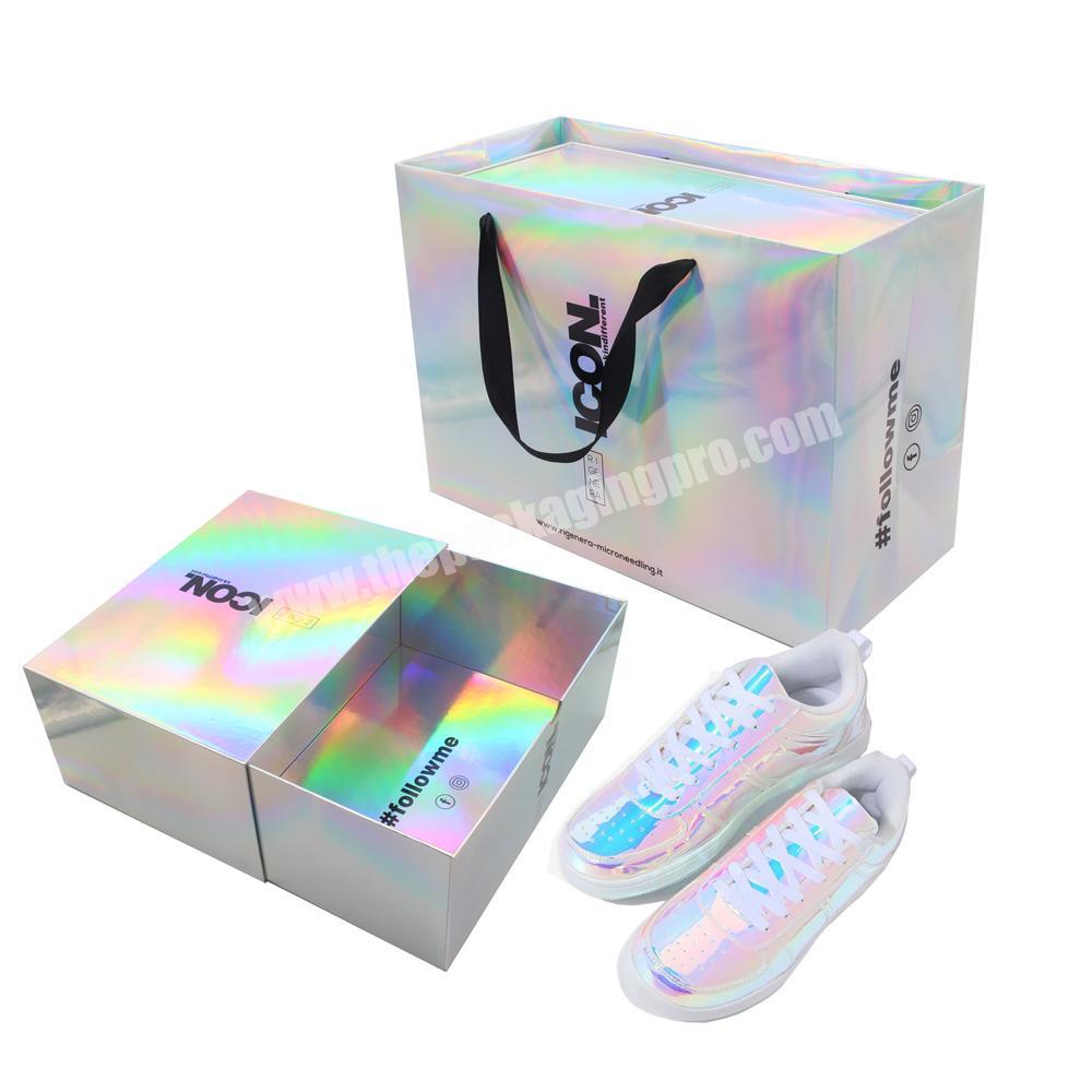 Oem Customizable Personalized Beautiful Fancy Holographic Custom Shoe Box With Logo