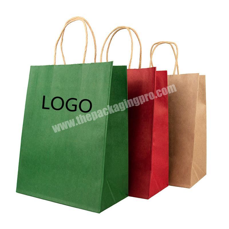 Packaging Size Strong Carry Food Takeaway Bags Print  Shopping Custom Your Own Logo Kraft Paper Bag
