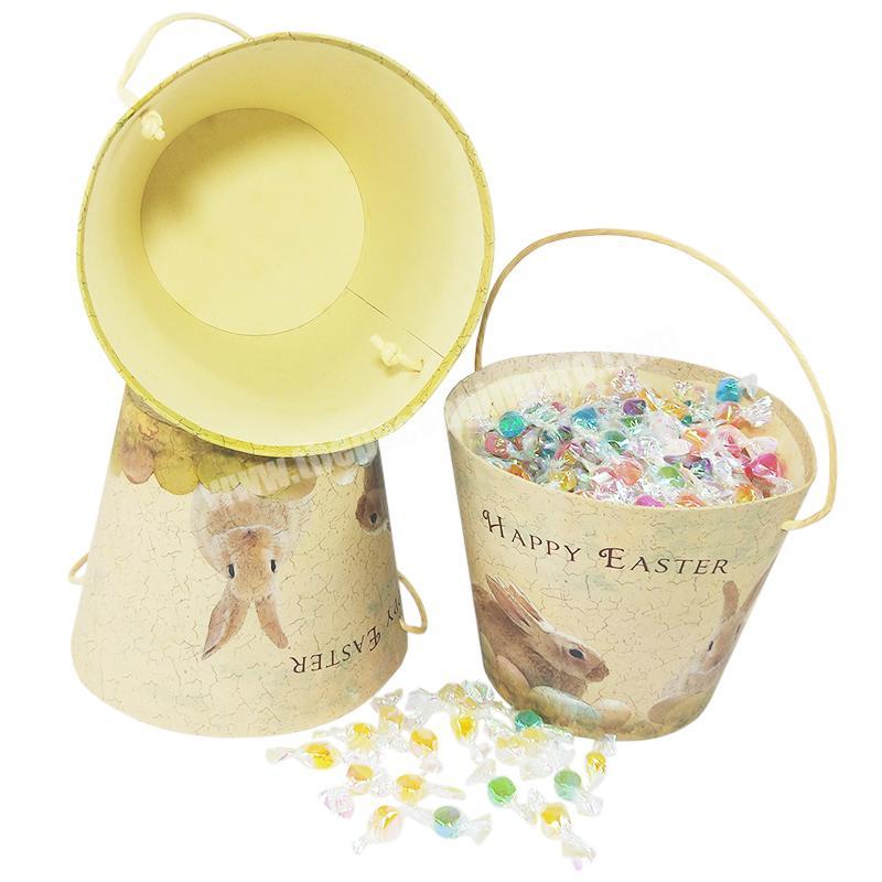 Paper bucket packaging flower candy easter halloween festival child paper bucket with handle rope manufacturer custom wholesale
