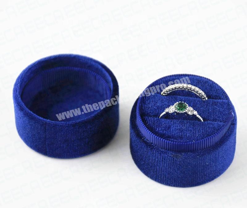 Pearly luster round style velvet ring and jewelry packaging box for wedding