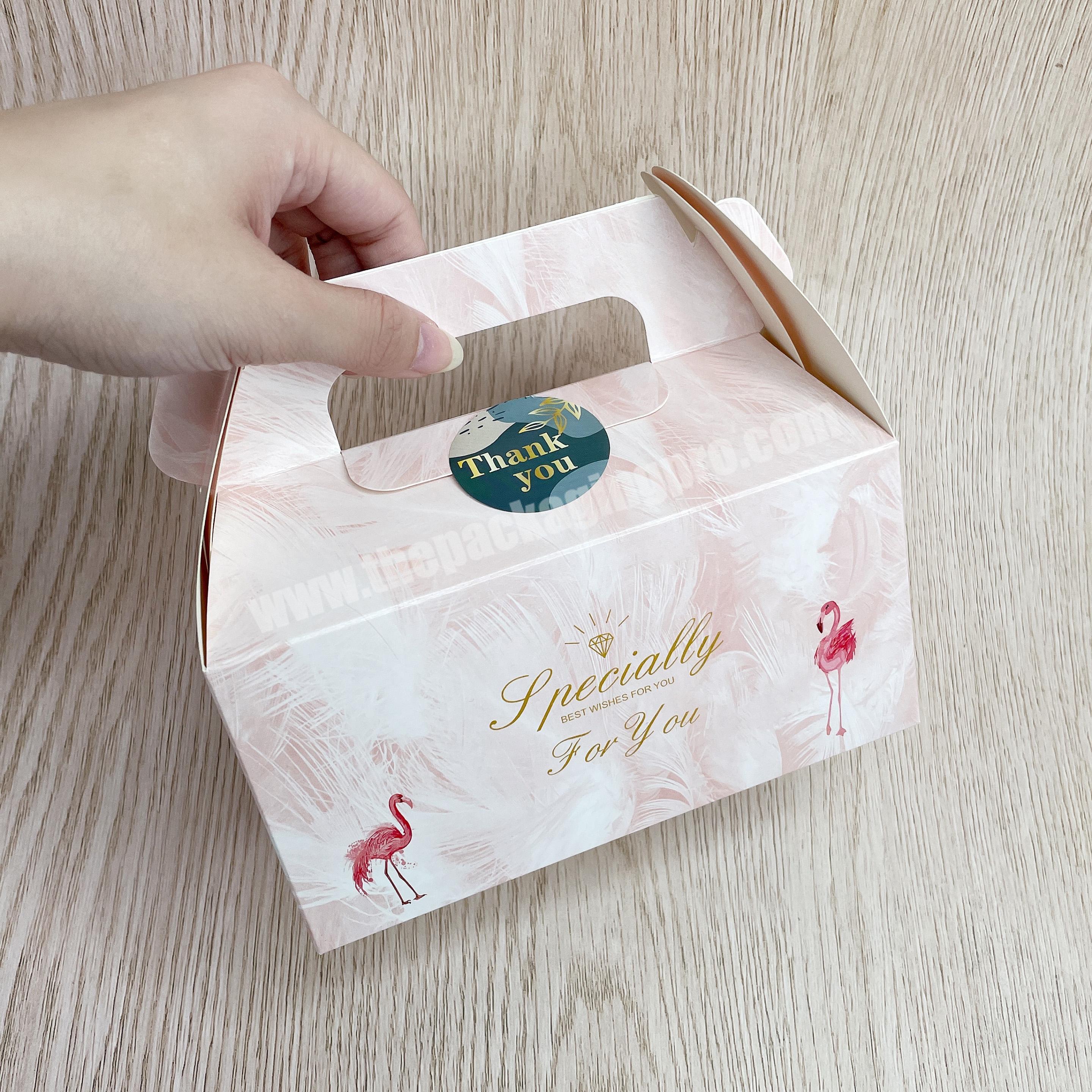 Personalised custom logo pack food paper box packaging food cake candy kraft cardboard box gift white paper boxes with handle