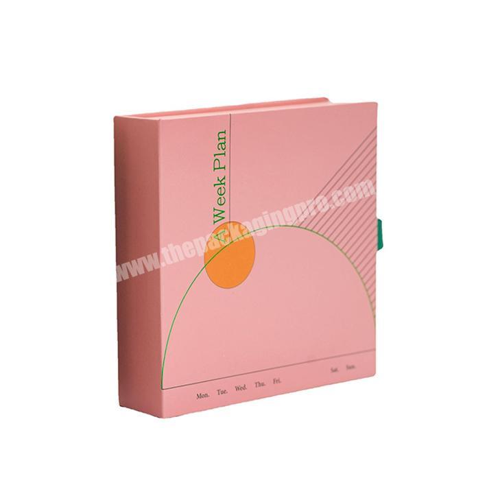 Personalised luxury pink square magnetic gift card present box with ribbon wholesale
