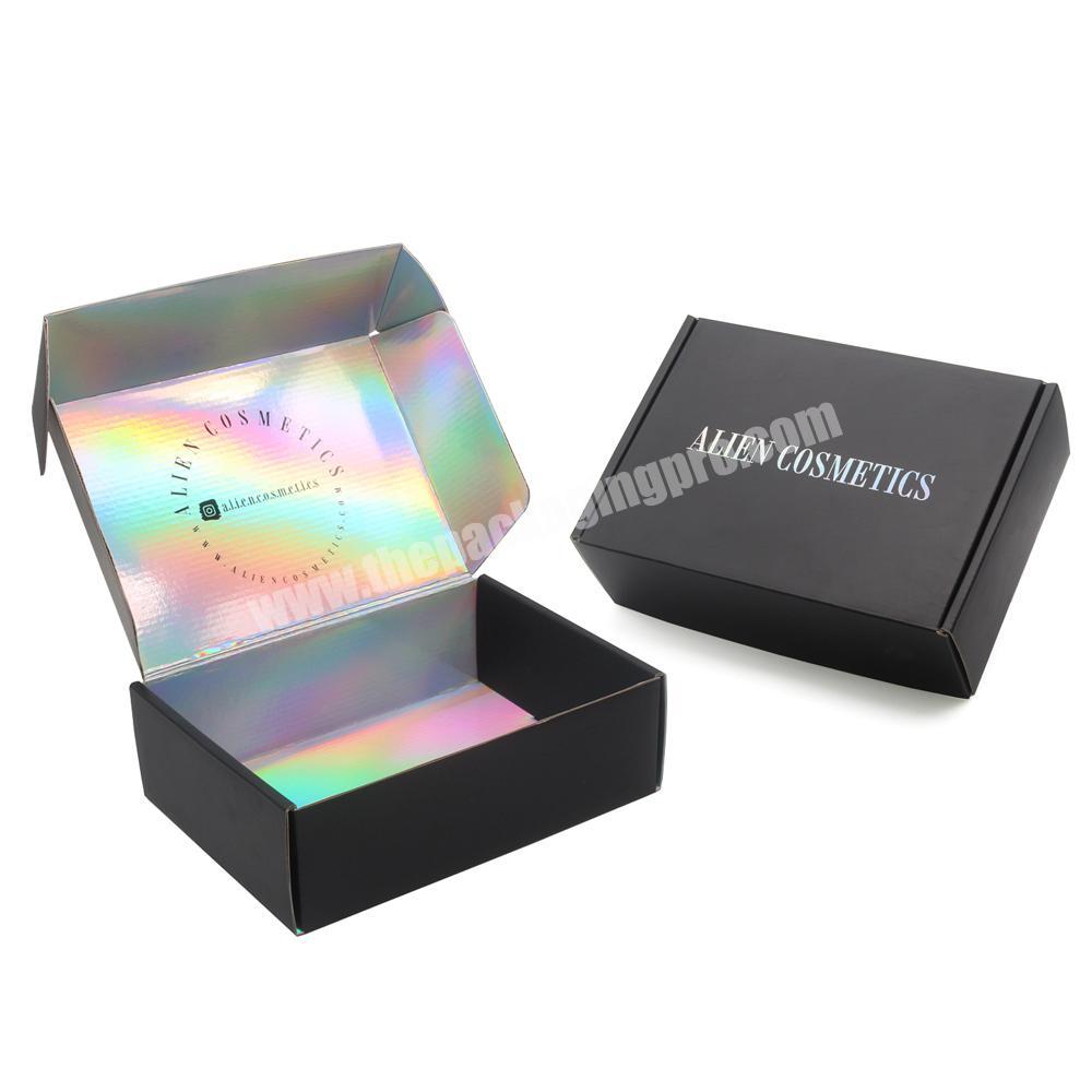 Personalizadas Holographic Black Corrugated Boxes cajas regalo Embalagem black glitter boxes versandkarton schwarz