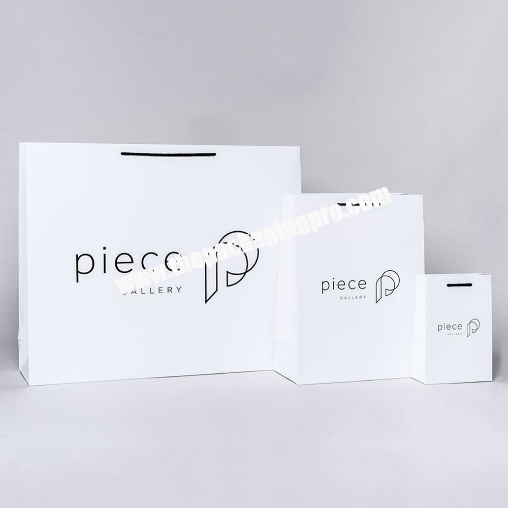 Custom Branded Logo Luxury White Paper Apparel Packaging Wrapping Gift Shopping Bag Paperbag