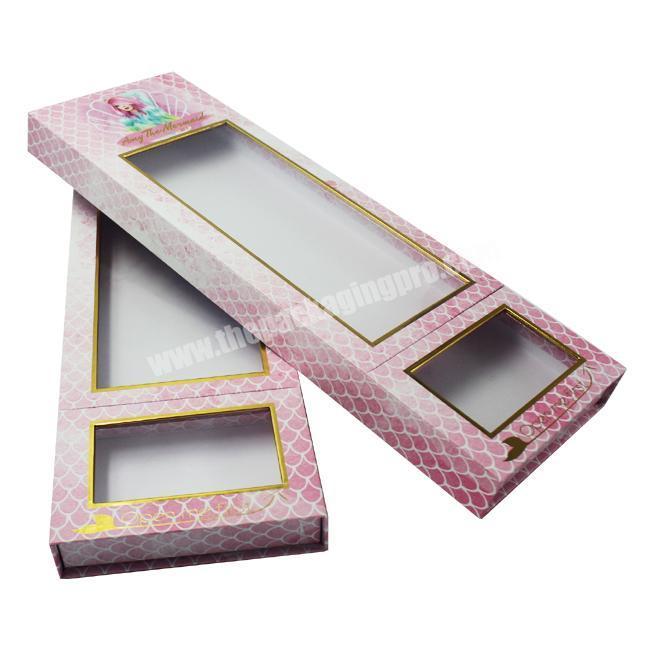 Pink Cardboard Printed Packaging Boxes Custom Hair Extension Packing Clear lid Box with Lid