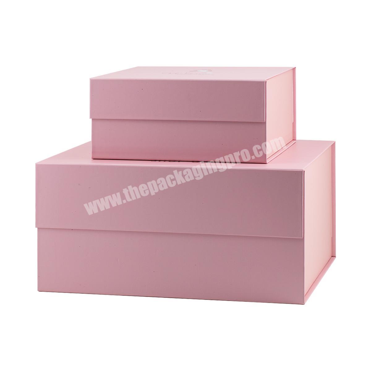 Pink color folding box with spot UV logo magnetic box with big size packaging for gift matte lamination with custom printing