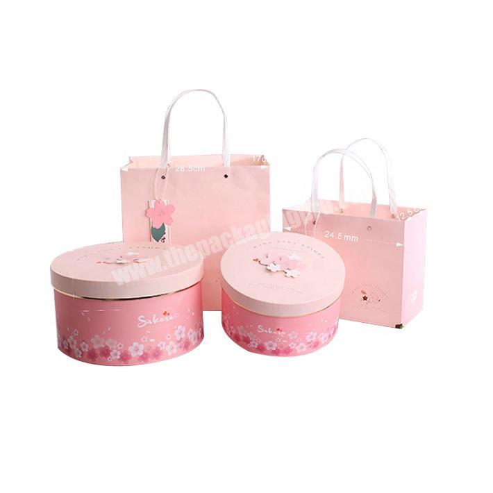 Pink round cylinder baby Shower gifts box Party gifts box