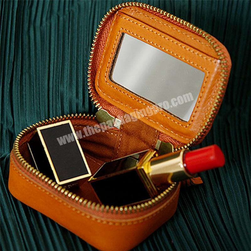 Portable PU Leather Women Girls Earring Case Jewellery Gift Travel Organizer Lipstick makeup Boxes With mirror