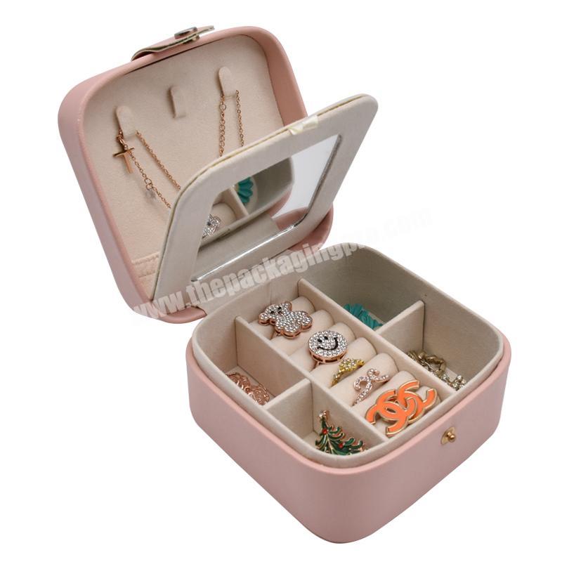 Portable PU Leather Women Girls Organizer Earring Ear Stud Ring Necklace Jewelry Case Jewellery Packaging Gift Travel Boxes
