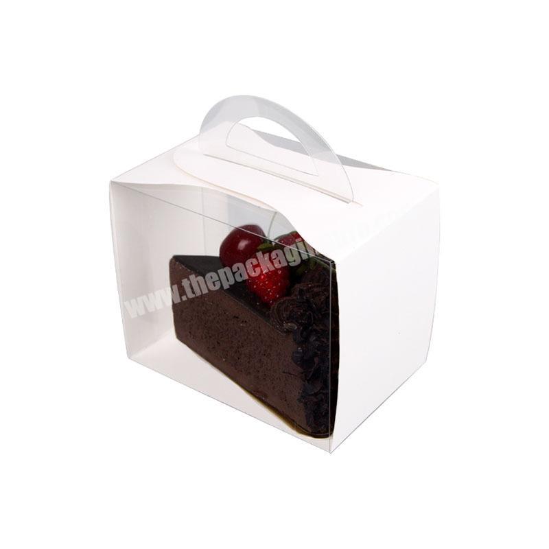 Portable transparent Melaleuca cut pieces cake box mousse pastry box triangle desert box custom LOGO