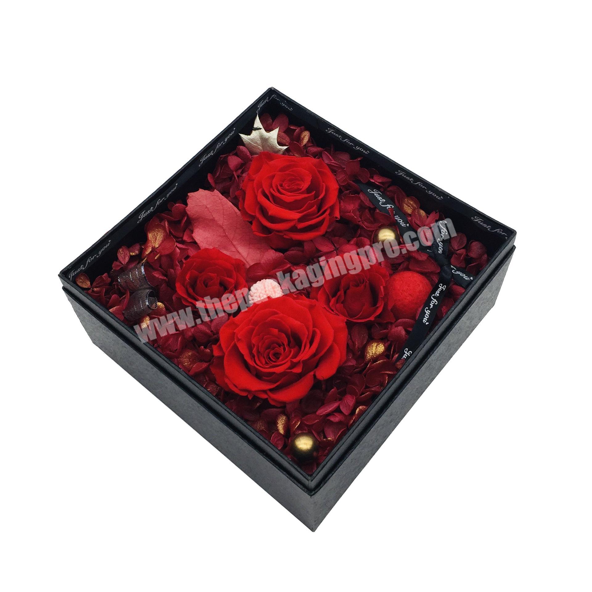 Present Custom Luxury Glossy Art Paper PVC Transparent Bouquet Packaging Box For Flower Arrangements