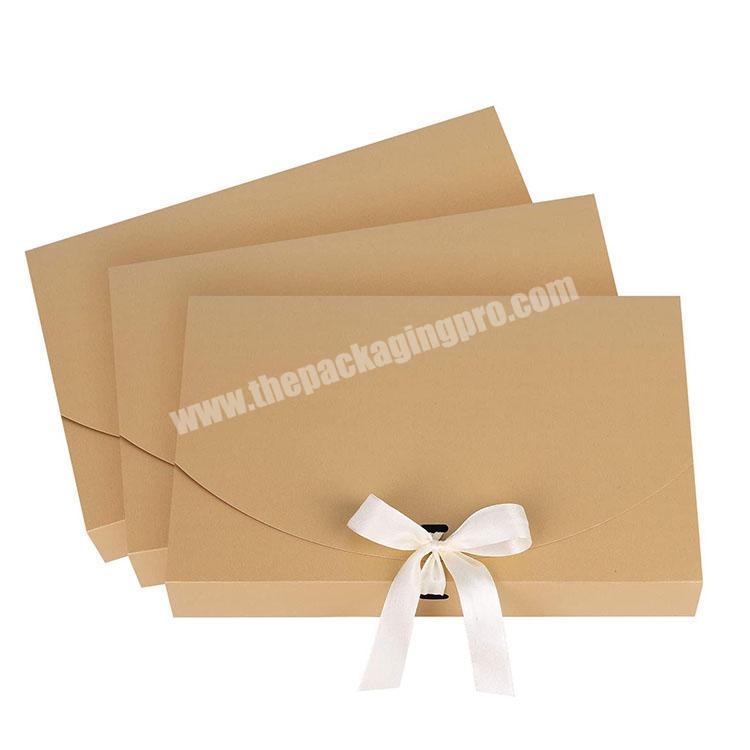 Custom luxury flap clothing paper box flip top gift boxes with pink ribbon closure gift box