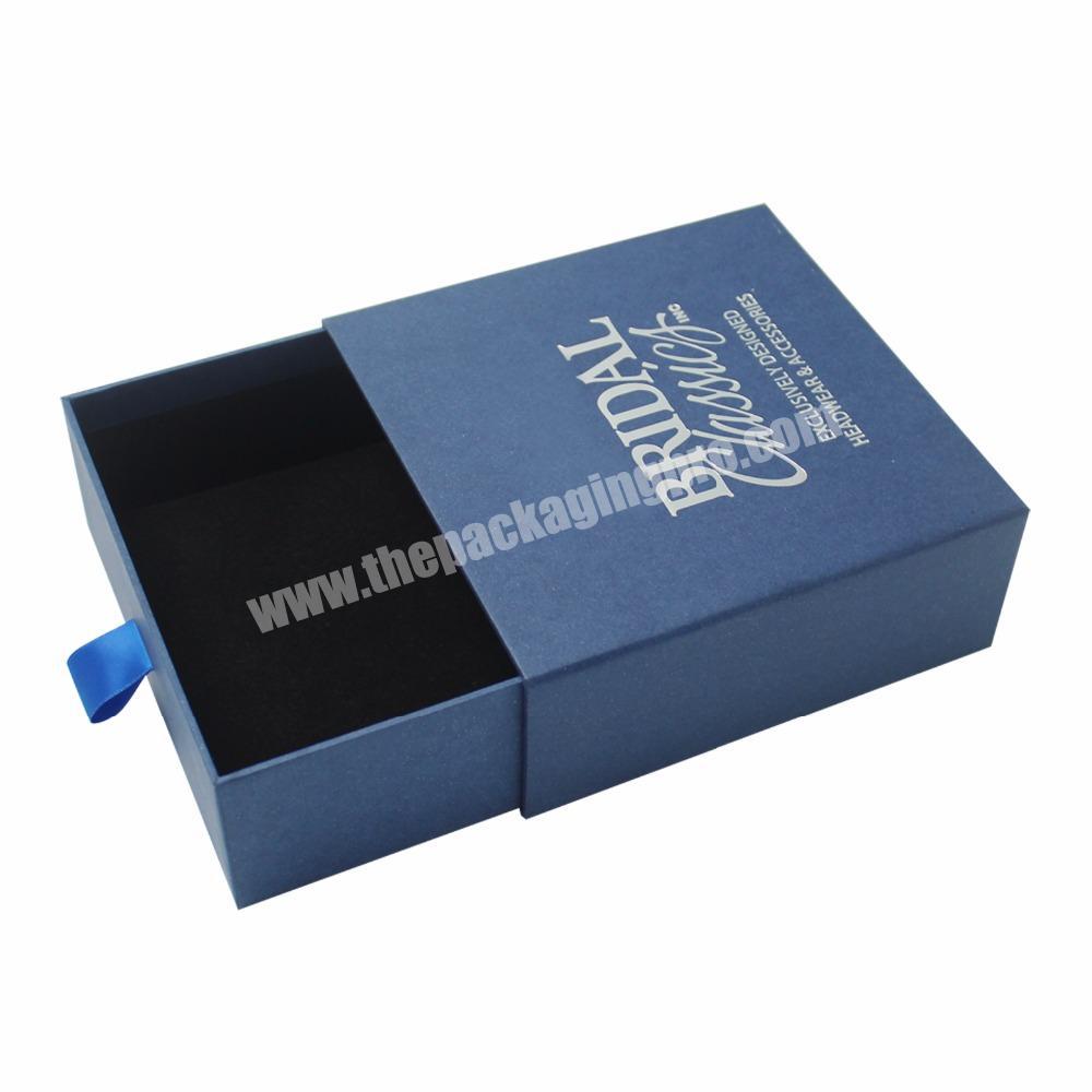 Printing Custom Drawer Box, Cardboard Jewelry Box with Hot-stamping in Silver Logo