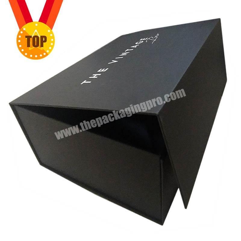 Professional Luxury Custom Logo Printed Recycled Cardboard Packaging Magnetic Closure Black Flat Foldable Paper Gift Boxes
