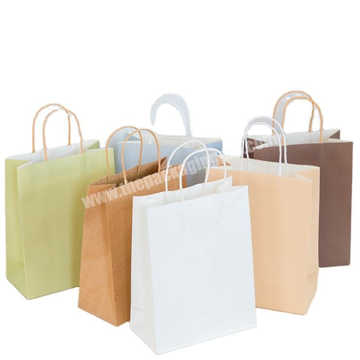 Promotional Hot Selling Simple And Fresh Style Environmental Reusable Printing Kraft Paper Bag With Handles And Logo
