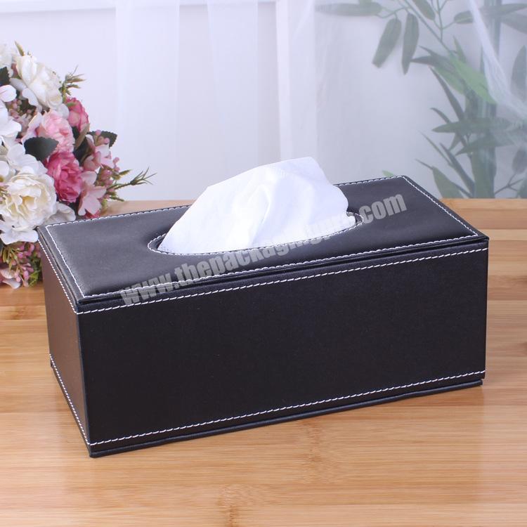 Rectangle Living room household leather tissue box Custom logo creative pu leather napkin car tissue paper holder packaging box