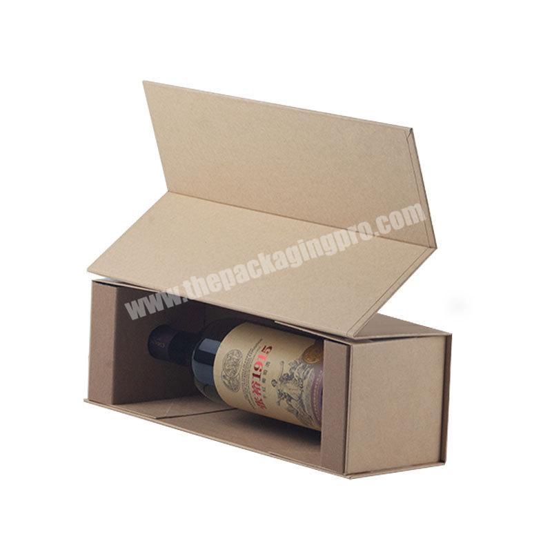 Recycle personalized kraft paper folding wine cylinder bottle gift packaging box custom logo wine gift set storage box wholesale