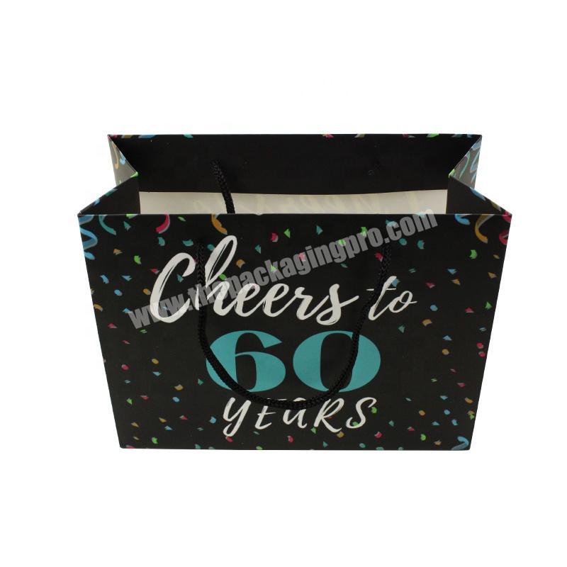 Recycled Custom Cardboard Luxury Black Paper Gift Bag Printed Luxury Gift Paper Shopping Bags With Your Own Logo