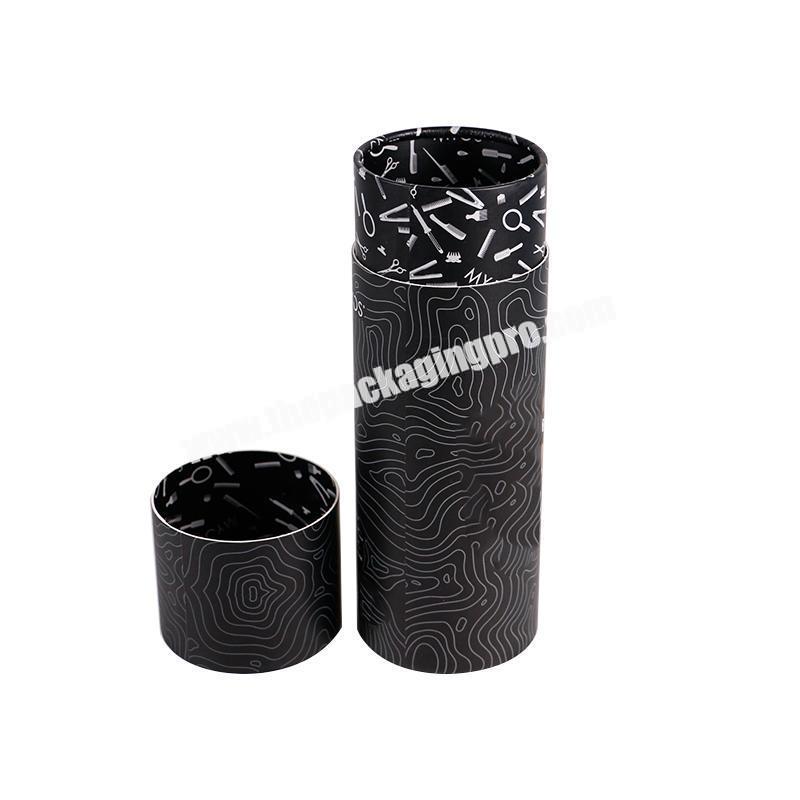 Recycled custom made black round paper tube box for cosmetic Bottle candlePerfume Jarcoffee and tea