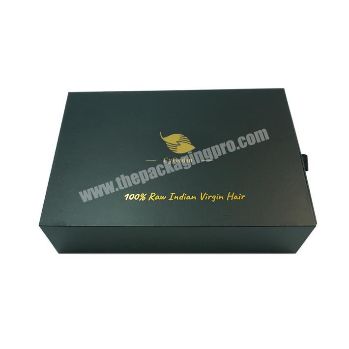 Renewable Custom Logo Jewelry Box Black Drawer Box Bronzing Logo with Magnetic Closure Sliding Drawer Box Jewelry