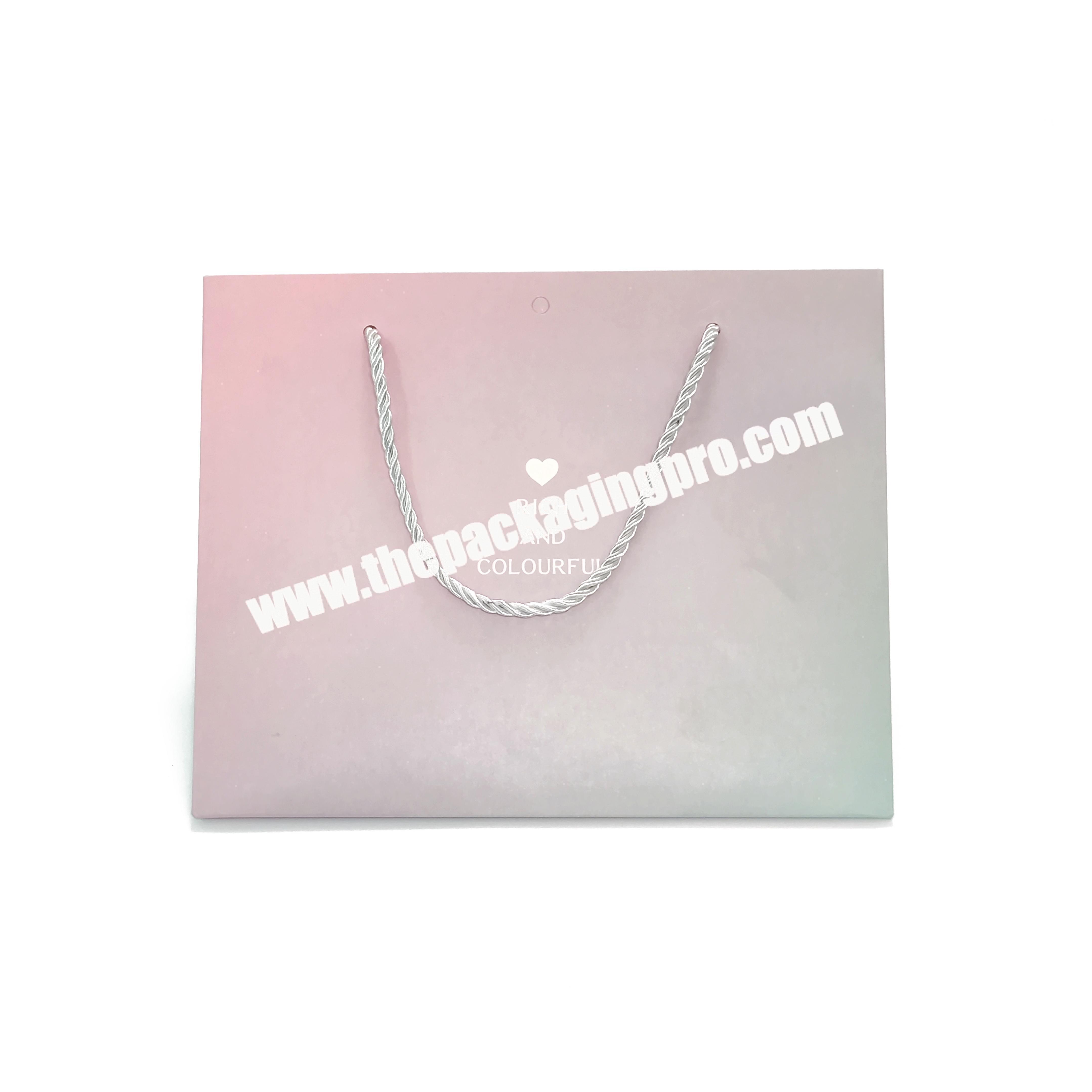 Reusable Personalised The Gradient Of Pink Green Gift Bags Custom Logo For Jewelry