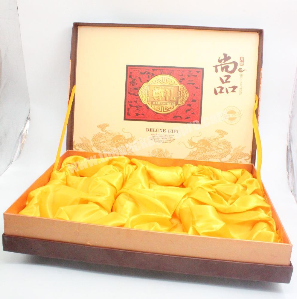 Rigid Grey ChipboardCardboard Gift Boxes with Hinged Lid For Mooncake