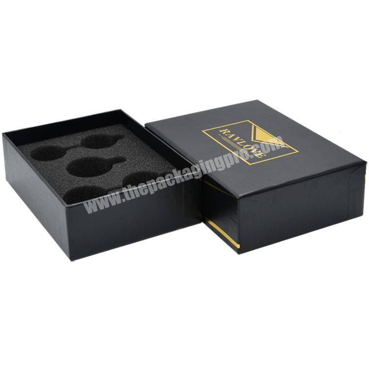 Rigid Setup Lid Off Gift Box for Beauty Blender Packaging with Gold Hot Foil Stamping Logo and Foam Holder