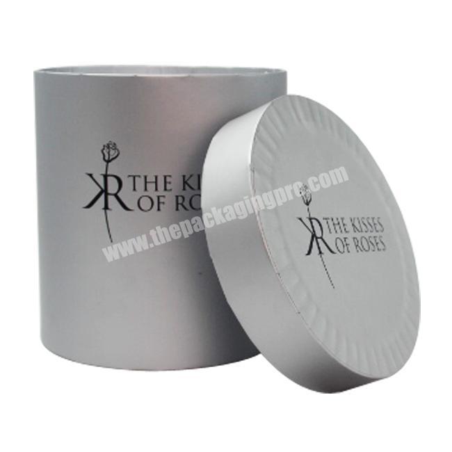 Rose Flower Paper Boxes Grey Color with Custom Lid Round Gift Boxes for Flower Factory Price