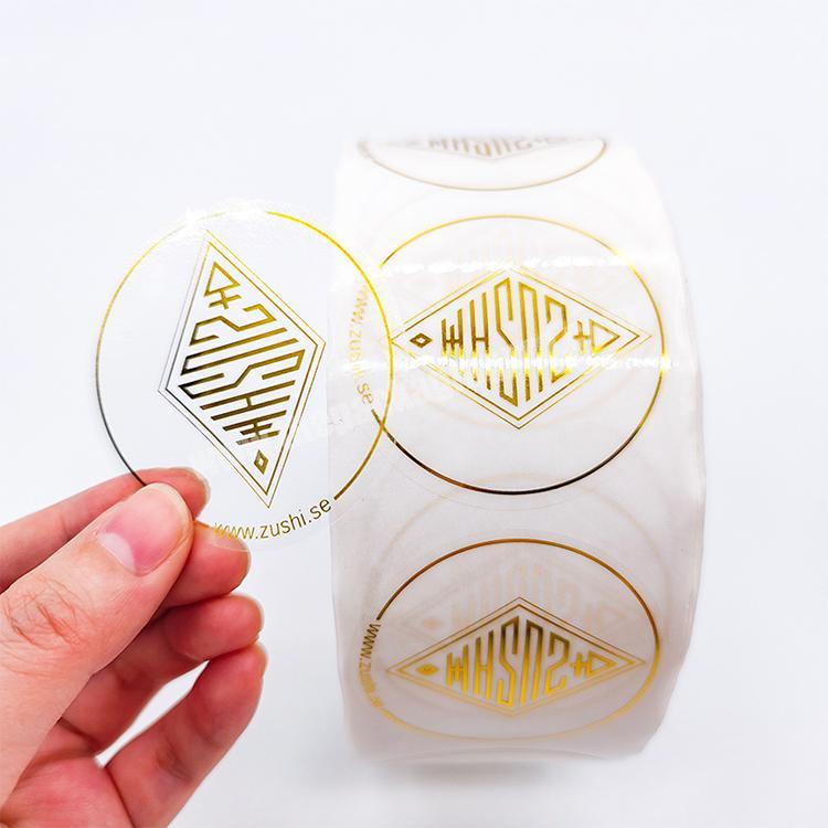 Self Adhesive Clear Gold Foil Round Vinyl Sticker Label Roll Manufacturer Custom Circle Logo Packaging Label