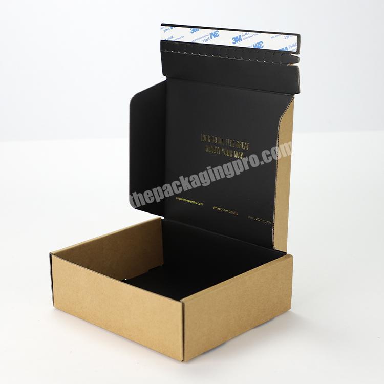 Shipping Box Custom Eco-friendly Brown Cosmetic Corrugated Mailer Packaging Box with Sticker Closure