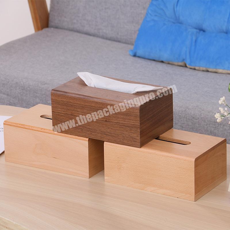 Simple Walnut wooden living room home tissue box coffee table restaurant retro wood household tissue paper holder packaging box
