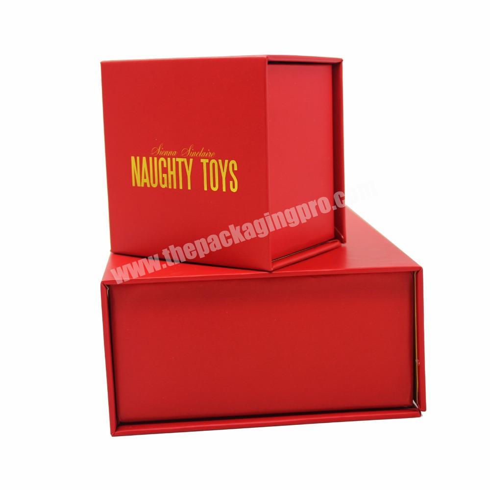 Single One Bottle Folding Paper Wine Box Cardboard Box With Magnet Red Printed Box