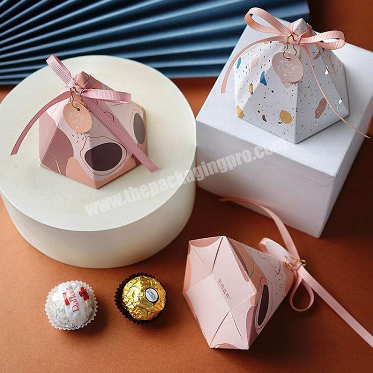 Six-sided conical sugar box European simple lovely small sugar box wedding candy box