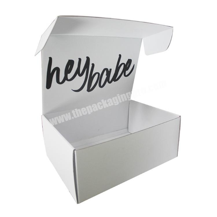 Small custom logo luxury  durable double side white corrugated mailer modern novel design clothing shipping box