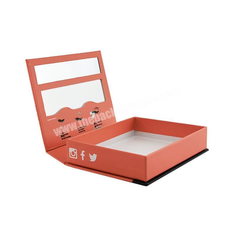 Small size packaging box with custom window glitter paper inside luxury box for eyelash eyebrow cream box for cosmetics