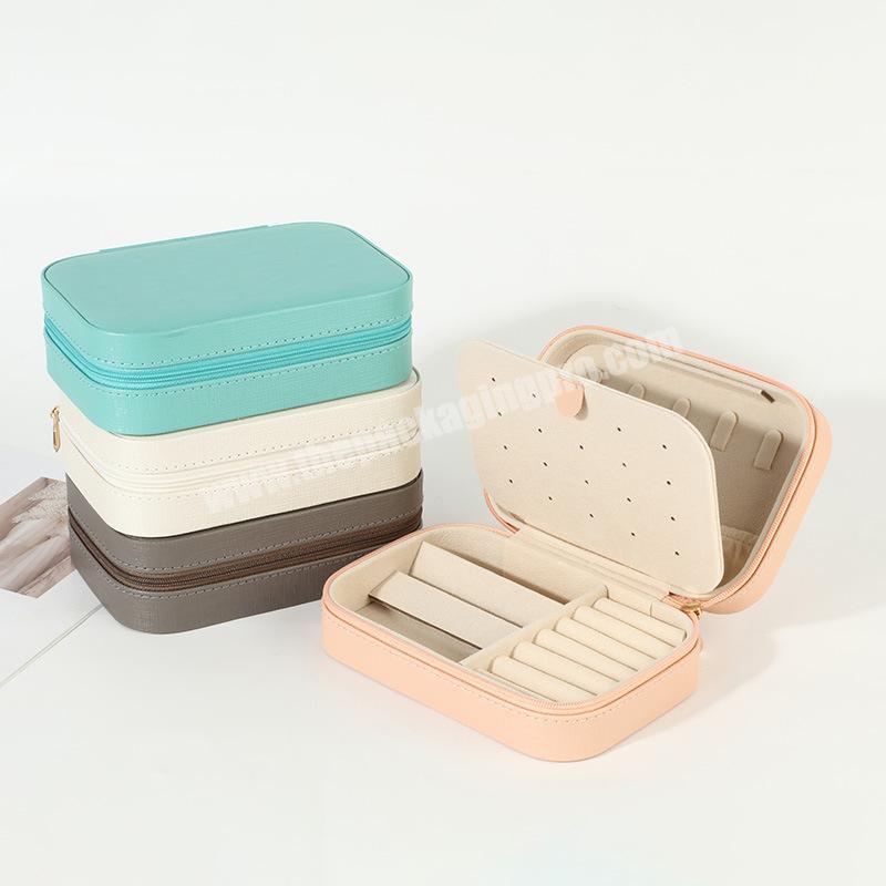 Square Ring Jewellery Case Makeup Earrings Jewelry Box Necklaces Small Mirror Organizer PU Leather Travel Jewelry Boxes