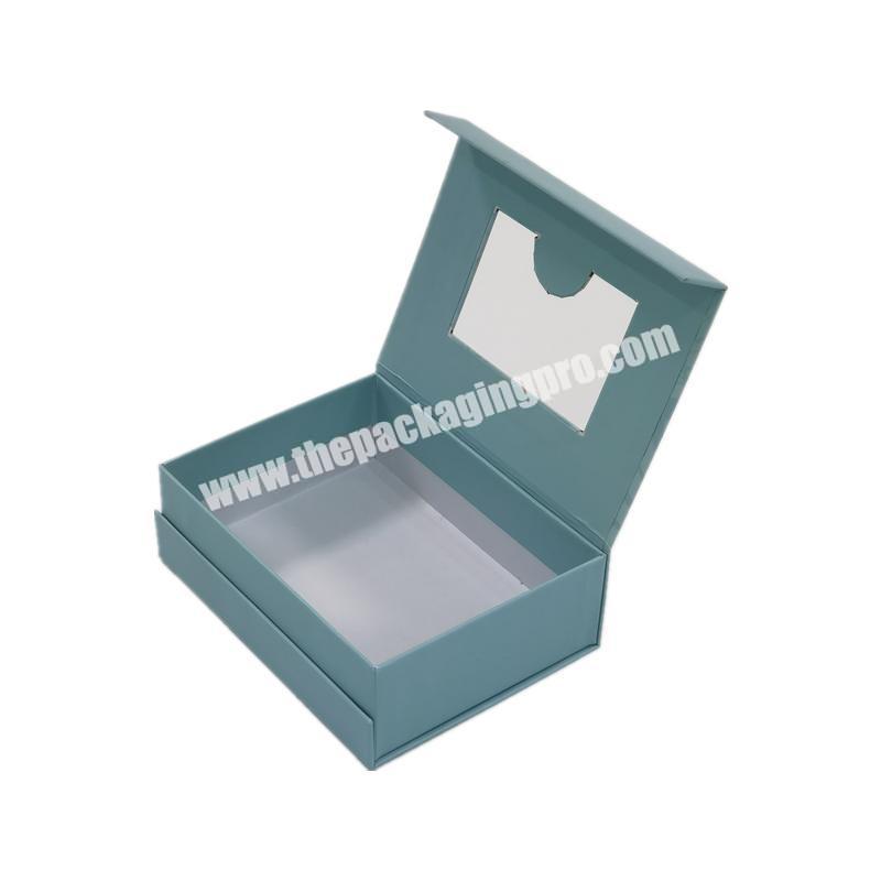 Custom Empty Magnetic Folding Cardboard Clear Jewelry Packaging Box And Bag With Tray