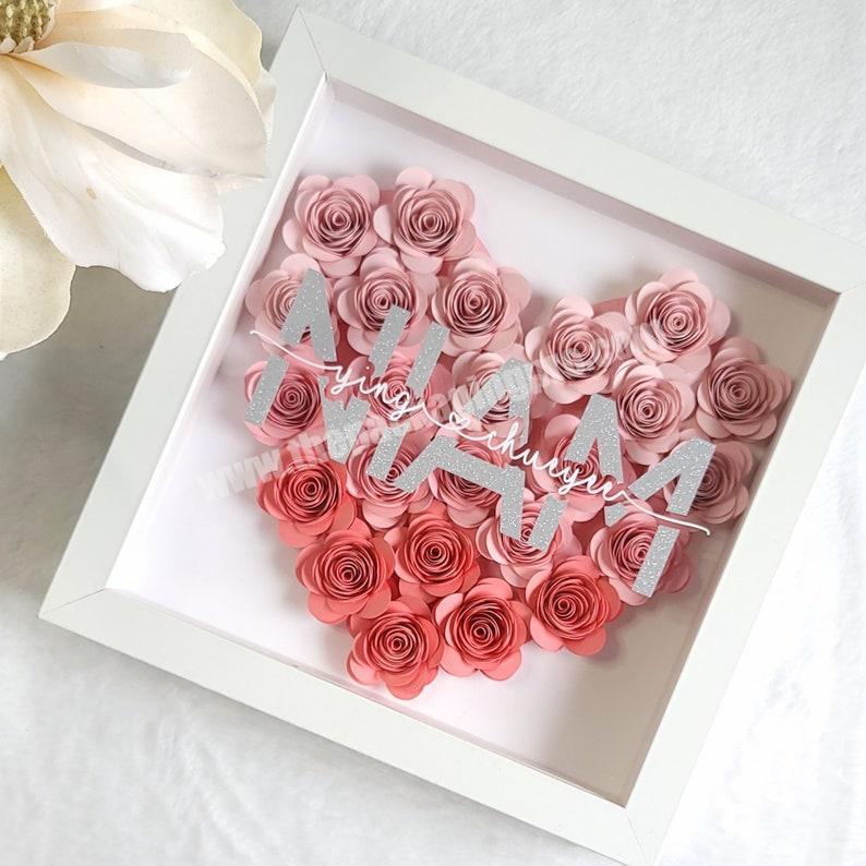 Three-dimensional Hollow Heart shape shadow photo frame dried flower packaging box handmade diy rose flower frame display box