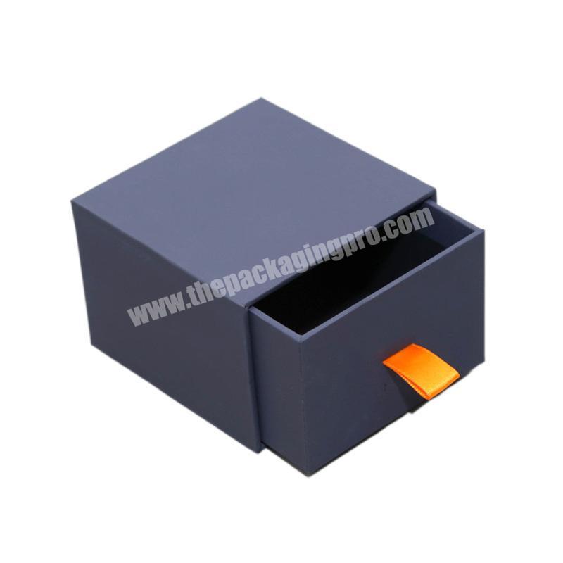 Top Grade Recyclable Embossing Small Rectangle Blue Cardboard Cosmetic Gift Set Packaging Box