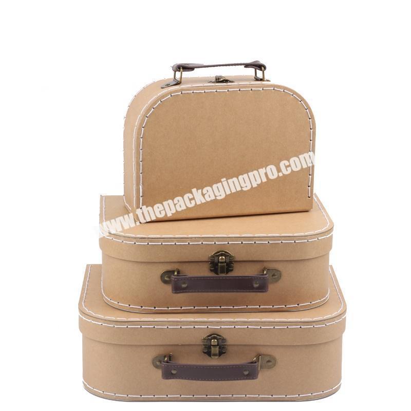 Unique apparel packaging ECO paper box kraft corrugated box 3 sets cardboard suitcase gift boxes