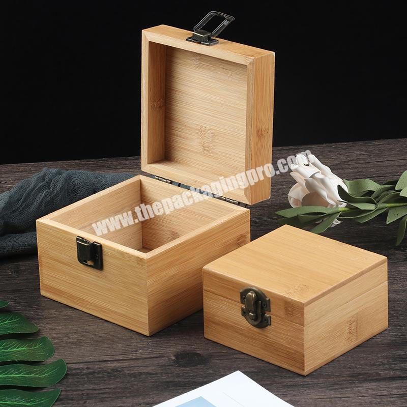 Unique bamboo wooden square cosmetics storage box wood perfume skin care packaging box with customized logo wholesale