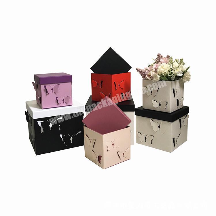 Valentine's Day square paper butterfly flower floral gift packaging box for preserved real flowers wedding favour gift box