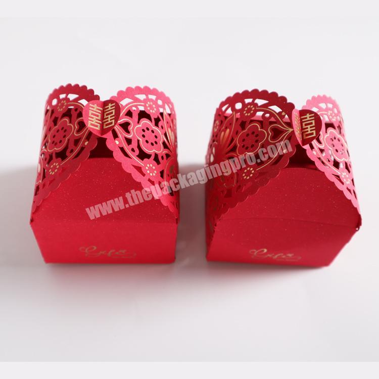 Wedding Favor Creative Coated Paper Chinese Red Candy Foldable Gift Box For Newly Married Couple Party