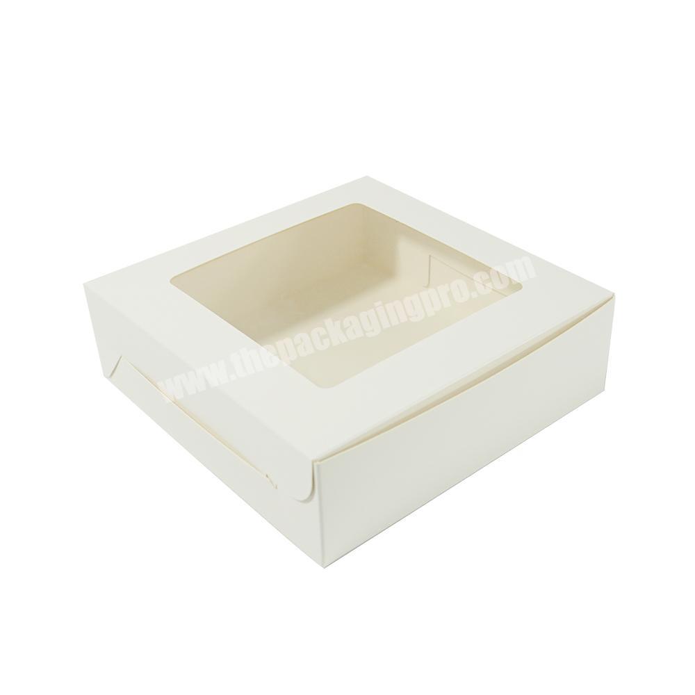 White paperboard mooncake tea biscuit candy pastry cake macaron pizza bread clamshell dount box with transparent PET window