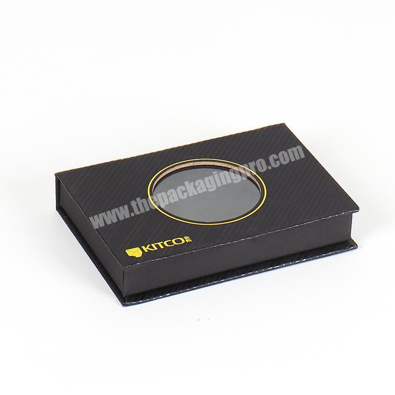 Wholesale Black Rigid Cardboard Magnetic Closure Gift Box Packaging Custom Magnetic Box With Window