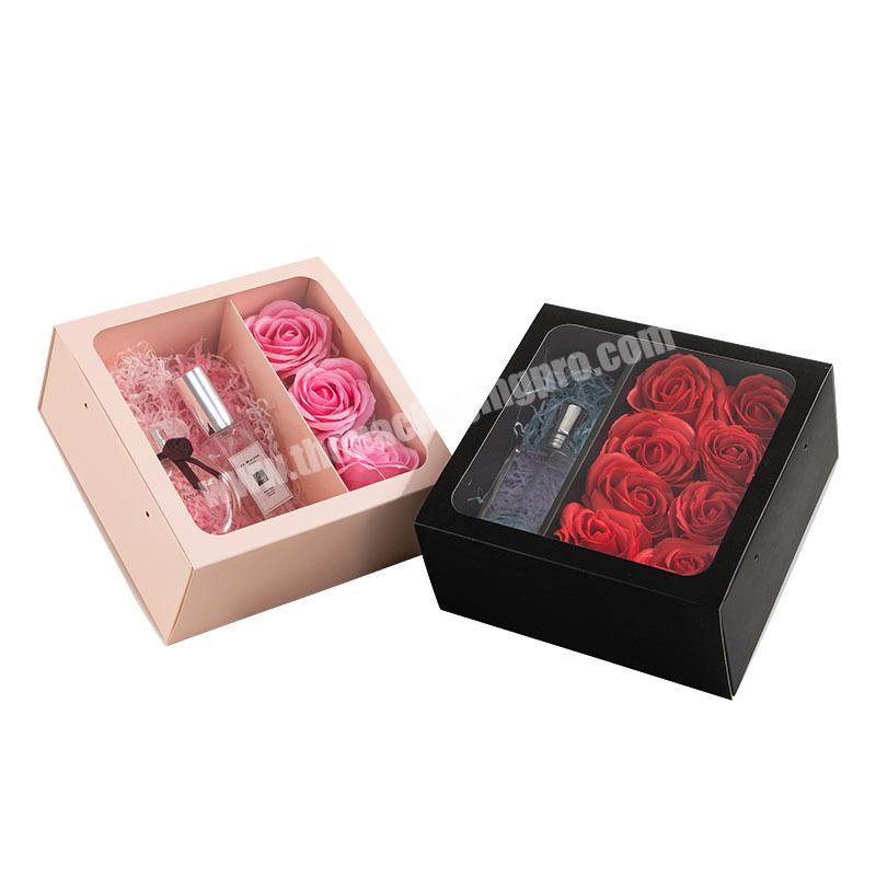 Wholesale  Clear Plastic Valentines Day  Birthday Present Gift Boxes Transparent Flower  Box With Handle