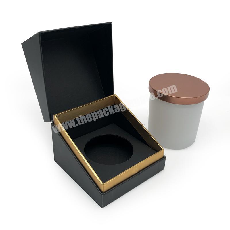 Wholesale Custom Candles Jars Gift Set Boxes Packaging Luxury Black Glass Candle Jar With Lid And Box