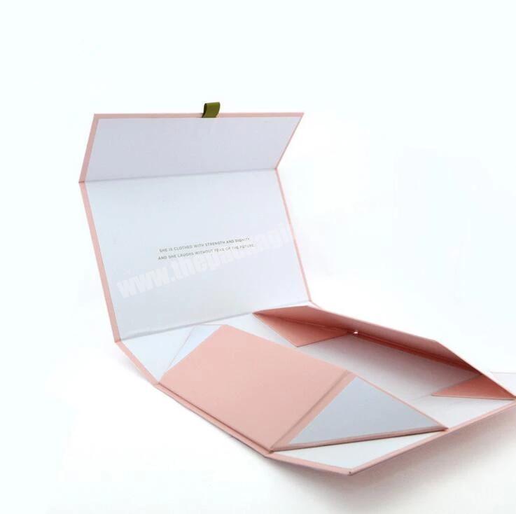 Factory Custom Black Rigid Cardboard Flat Luxury Magnetic Large Folding Storage Paper Gift Box With Ribbon