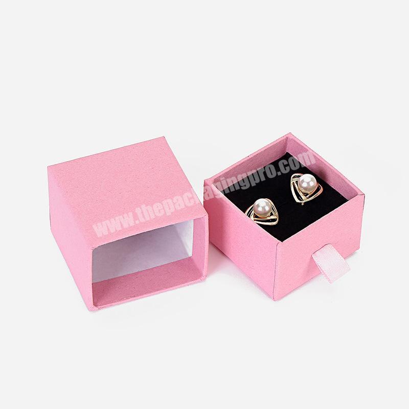 Wholesale Custom Logo Pink Jewellery Packaging Ring Earring Necklace Bracelet Cardboard Paper Jewelry Slide Drawer Box